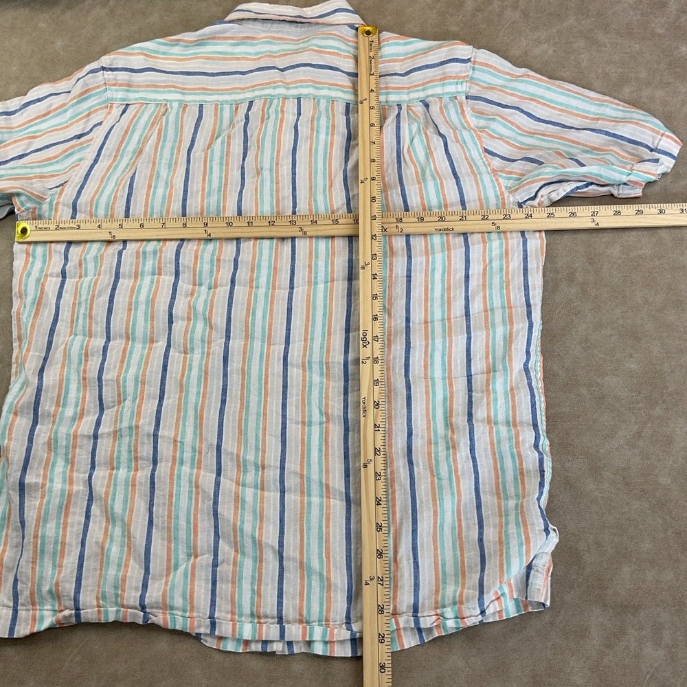 Weekender Luau Edition Shirt Men L Linen Striped Button Up Resort Short Sleeve - Picture 5 of 8